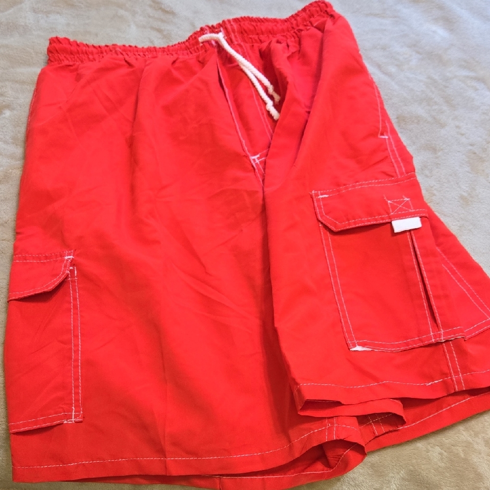Surf Ave. Mens Red Swim Trunks